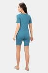 Amante Scoop Neck Sleep Tee - Blue Heart Print — thumbnail 5